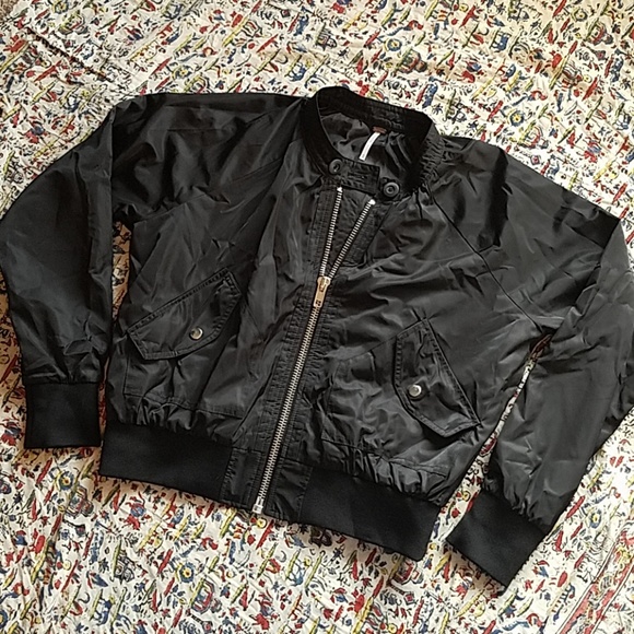 Free People Jackets & Blazers - Free people black bomber jacket XS
